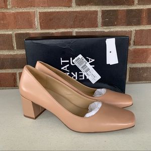 Naturalizer Women’s Karina Pumps Nude Leather Block Heel Size US 10 W Wide NEW